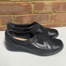 Clarks Collection Women  s Black Leather Soft Casual Loafers Shoes Size 8