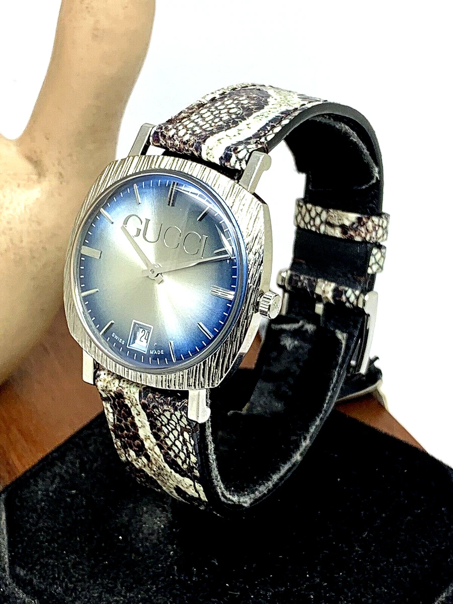 GUCCI Unisex Watch YA152401 Swiss Quartz 35mm Blue Silver Dial