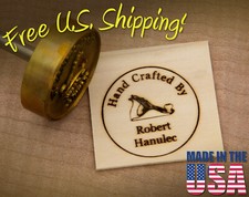 Branding Iron - 2.0" Round Custom Text "Hand Crafted By" w/Hand Plane for Wood