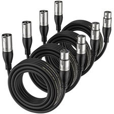 XLR Cable 15ft 4 Packs - Premium Balanced Microphone Cable with 3-Pin XLR Mal...