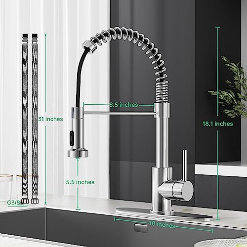 Kitchen Faucet with Pull Down Sprayer, Single Handle Pull Down Brushed Nickel