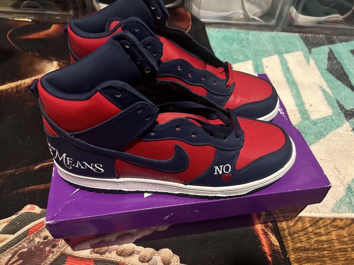 Size 11 - Nike Supreme x Dunk SB High By Any Means - Red Size 11 - Nike Supreme x Dunk SB High By Any Means - Red
