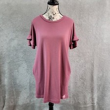 Lush Shirt Dress Womens Small Purple Pocket Shift Flutter Sleeve Loose