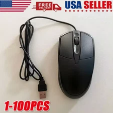 USB 2.0 Optical Wired Scroll Wheel Mouse PC Laptop Notebook Desktop Black Lot