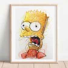 Bart Simpson Ballpoint Pen Print, The Simpsons Art Poster