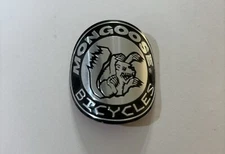 BICYCLE BIKE MONGOOSE  FRAME HARD BADGE  OLD SCHOOL MAURICE SILVER