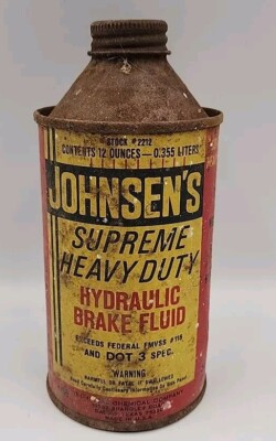 JOHNSEN'S S.A.E.TYPE A HEAVY DUTY HYDRAULIC BRAKE FLUIDE CONE Can