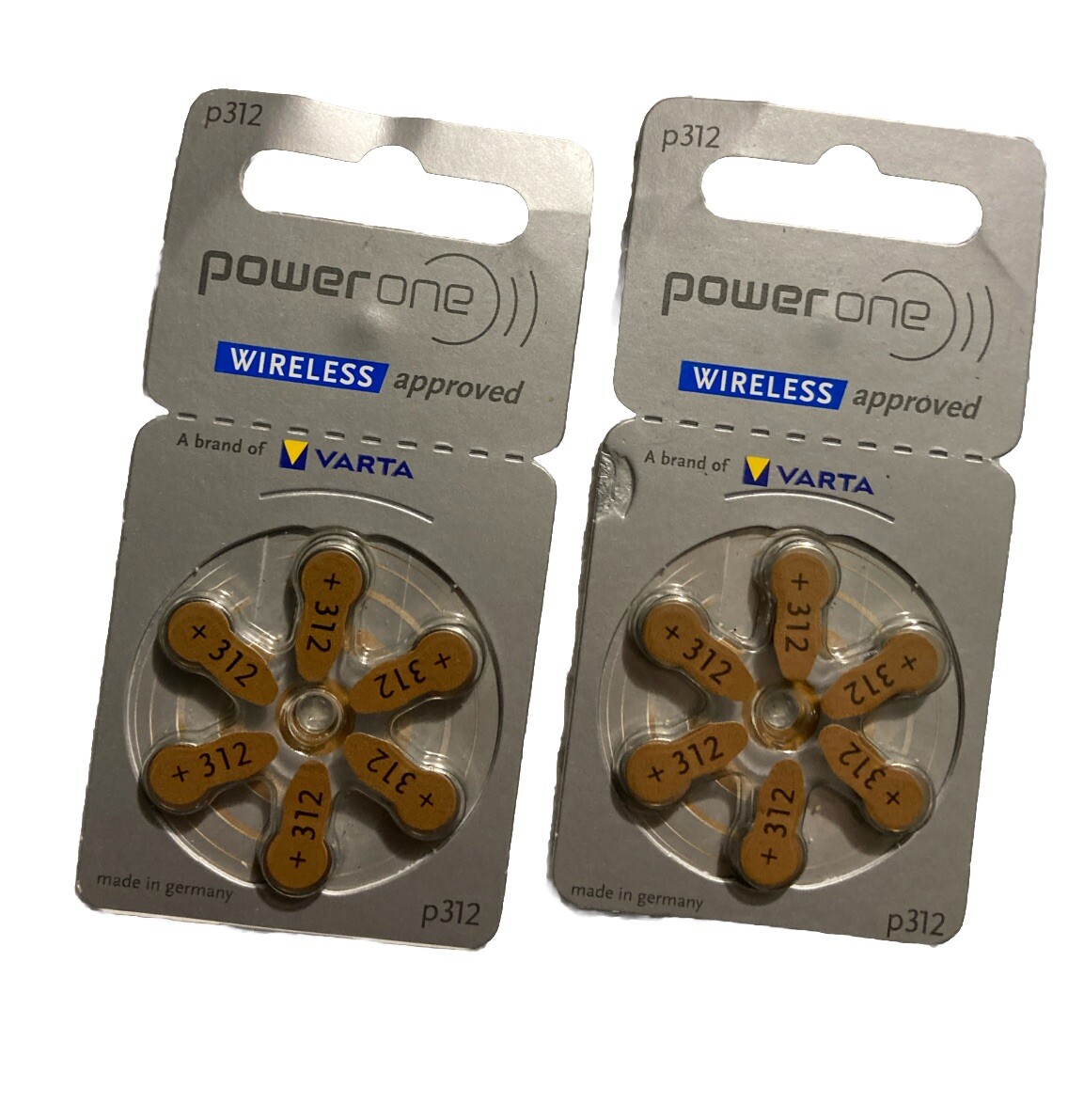 2 Packs Of 6 Power One p312 hearing aid batteries