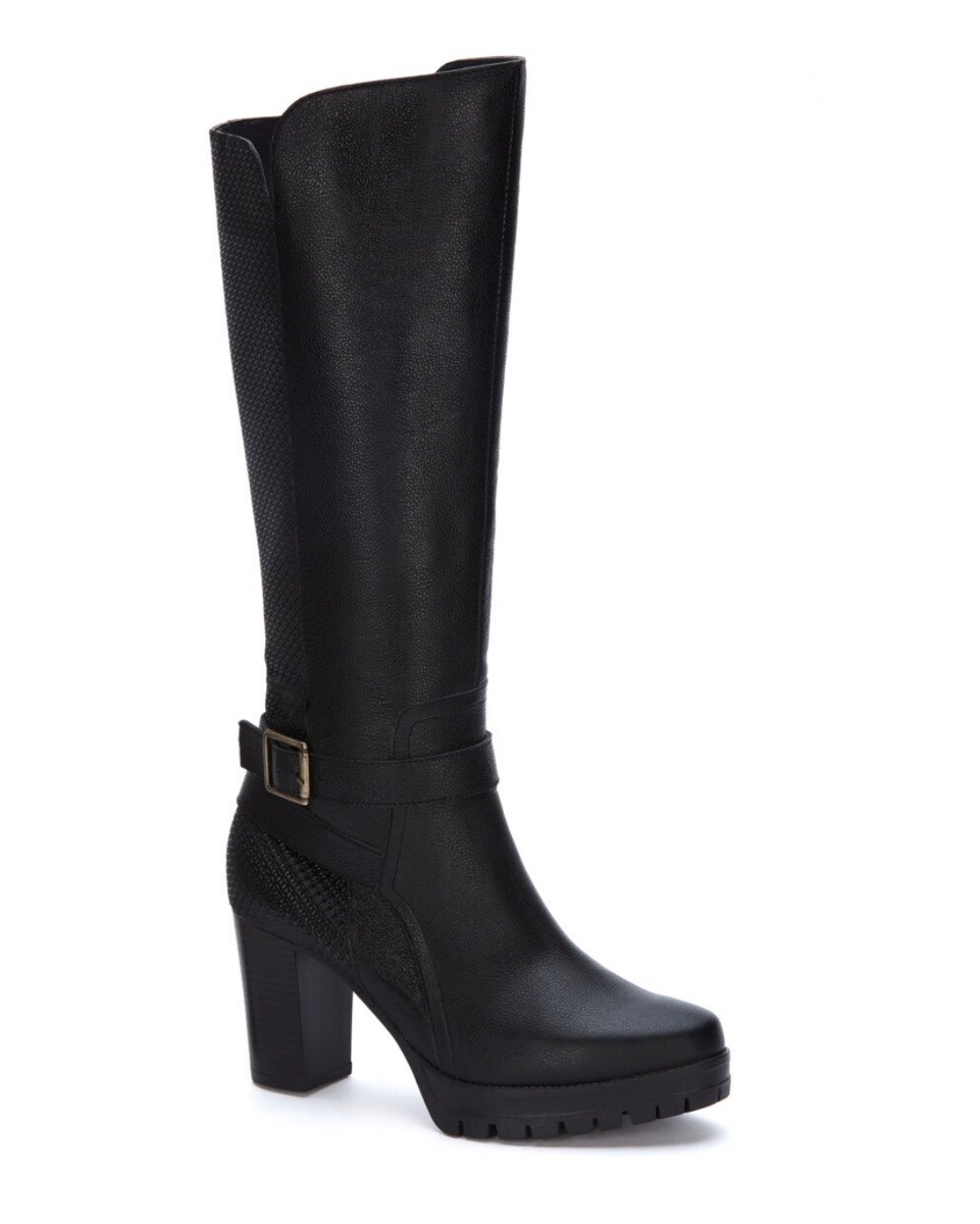 Botas botas altas de piel negros para mujer Talla 5,