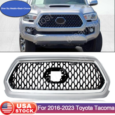 Front Upper Grille w/ 1D6 Silver Sky Surround Grill For 2016-2022 Toyota Tacoma
