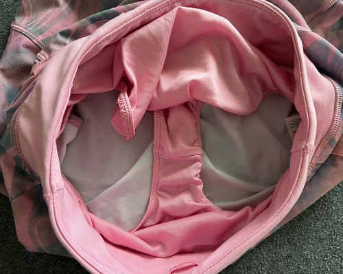 Athleta Girl Girls Run The World 3” Shorts Size L 12 Glow Abstract Pink Gray - Picture 11 of 17