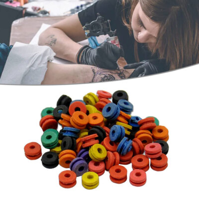 100 Pcs Rubber Full Grommets Nipple Tattoo Needle Pad Supplies Machine Parts