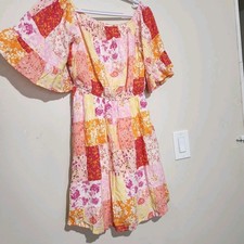 Emily wonder womens Floral Short Dress size Small Off Shoulder Lined
