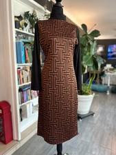NWT Brown Backless Geometric knee length bodycon dress Urban Coco L