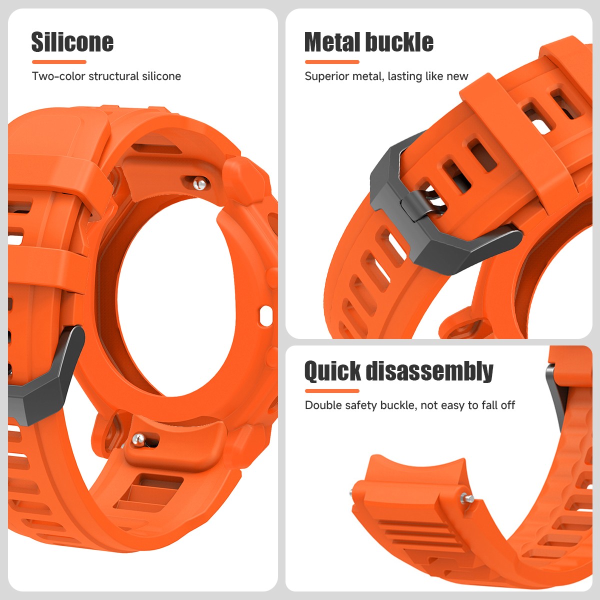 Cinturino e custodia sportiva in silicone per smartwatch Huami Amazfit T-REX 3 Pro 48 mm foto 3