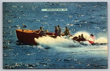 Vintage Linen Postcard Moonlight Ride Speedboat by Tichnor Bros