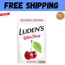Ludens Wild Cherry Throat Drops Deliciously Soothing Cough Drops, 30 Drops,1 Bag