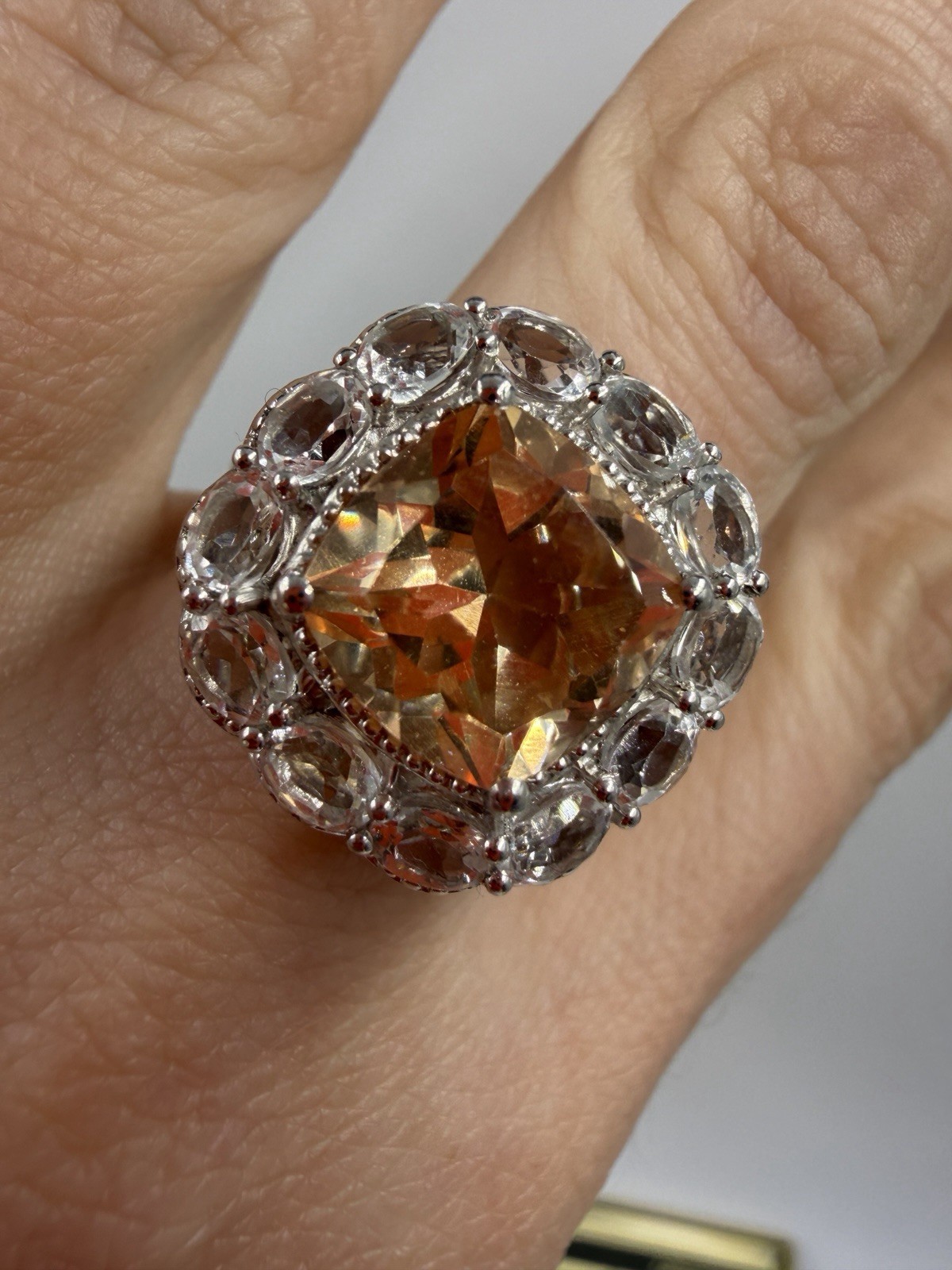 Chuck Clemency Ring Square Iced  Light Tea Sterli… - image 5