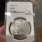 1934 S Peace Silver Dollar NGC AU 53
