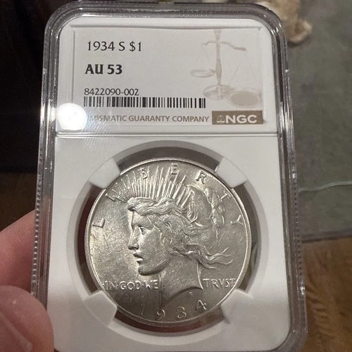 1934 S Peace Silver Dollar NGC AU 53
