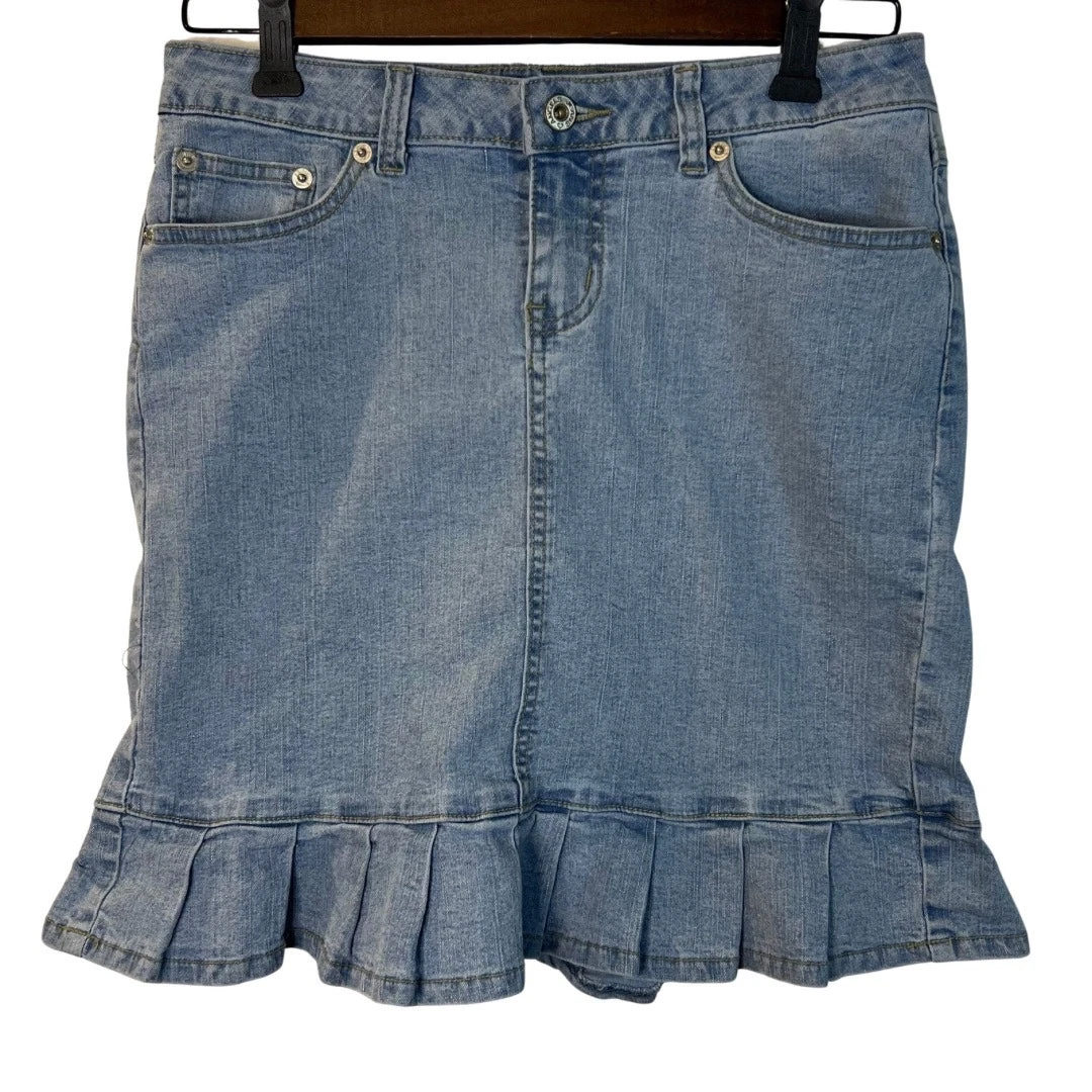 Jupe Jean Angels - Taille 9 - Bleue - Longueur Au-dessus Du Genou - A-line