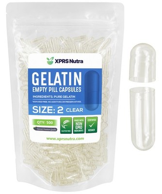 Size 2 Clear Empty Gelatin Capsules Kosher Pill Clear Gelatin Caps