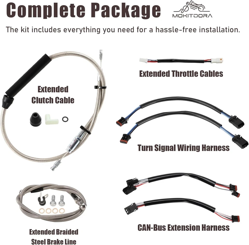 Línea de freno de cable extendido Softail 2018-up de 12"" para Harley Heritage Deluxe sin ABS Foto 2 de 4