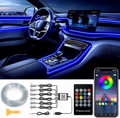 RGB Interior Ambient Light Kit 6-in-1 Fiber Optic APP & Remote Control