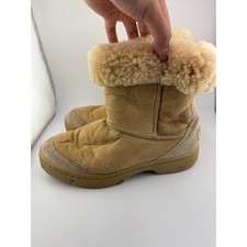 UGG Australia Ultimate Short 5275 Tan Leather Sheepskin Boots Womens 6 Vintage