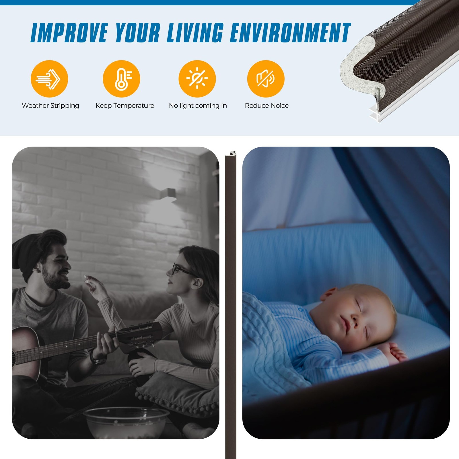 Weather Stripping Door Seal Strip 26FT Door Soundproofing V-Shape Sound Proof...