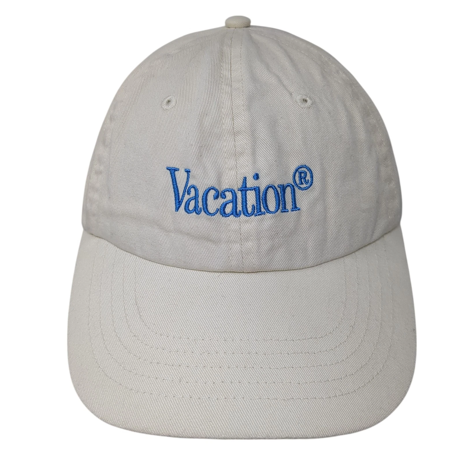 Vacation Slideback Hat Beige One Size Adjustable Embroidered 6 Panel