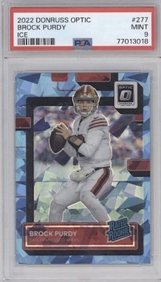 2022 Panini Donruss Optic Brock Purdy Rookie Ice Prizm /15 (RC) **JERSEY MATCH**