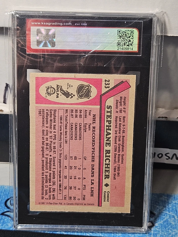 87-88 O-Pee-Chee Stephane Richer Rookie KSA 9.5 🚨🚨🚨 Montreal Canadiens  - Image 2 of 2