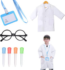 7 Pcs Kids Scientist Costume Set, Doctor Costume Set Childrens Lab Coa