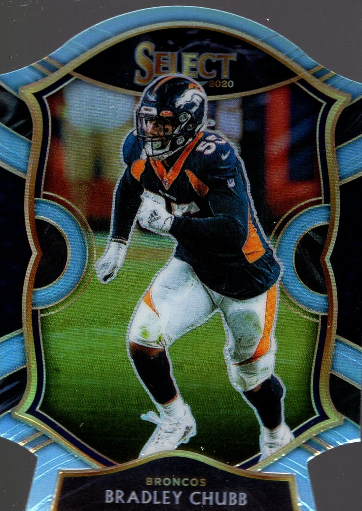 2020 Select Prizm Light Blue Die Cut #34 Bradley Chubb - FB
