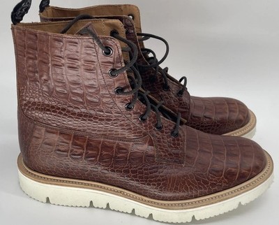 Tricker s Todd Snyder Burford Croc Embossed Leather Boots UK 10 US 10.5