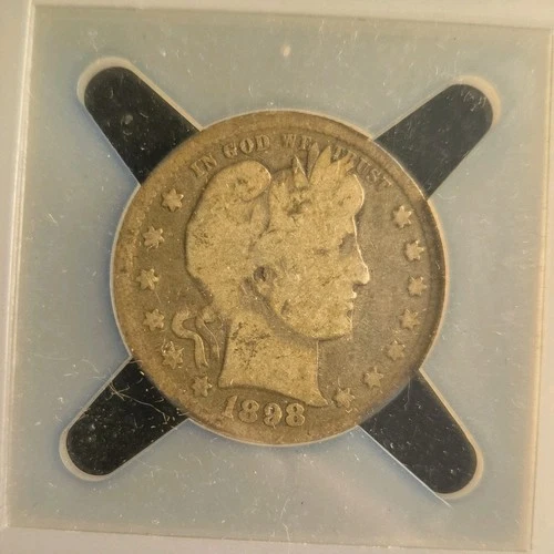 1898 Barber Quarter Silver 25C US Coin Circulated Business Strike Uncertified