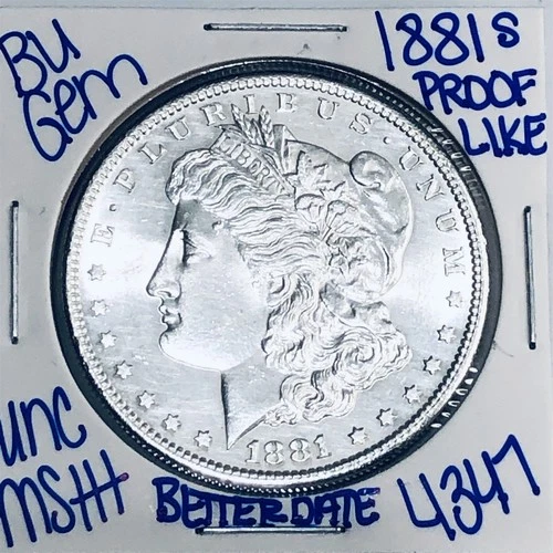 1881 S BU UNCIRCULATED MORGAN SILVER DOLLAR AUTHENTIC U.S.MINT FREESHIPPING 4347