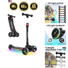 A9 Kids Scooter with LED Light-Up Wheels Deck, 3 Wheel Folding Scooter for ...