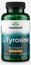 Swanson L-Tyrosine 500mg - 100 Capsules - Stress Support, Focus & Mental Health