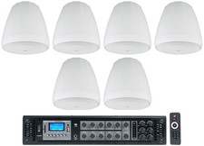 6 JBL Control 67 P/T 6.5" Commercial 70v White Hanging Pendant Speakers Receiver