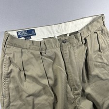 Mens Polo Ralph Lauren Andrew Pant Khaki Pleated Chino 36x30 Vintage Classic Fit