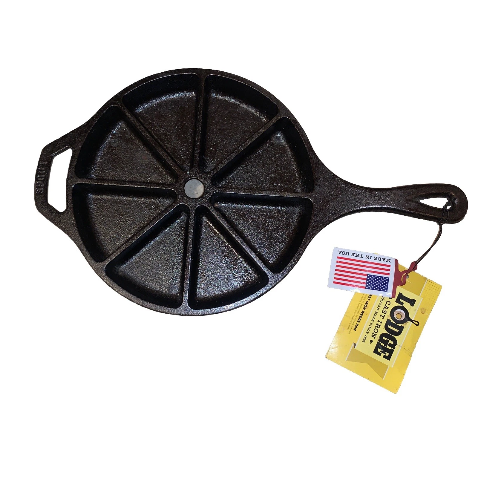 Lodge Cast Iron 8 Wedge Cornbread Skillet Pan 9” 8CB Made In USA *NEW* Vintage