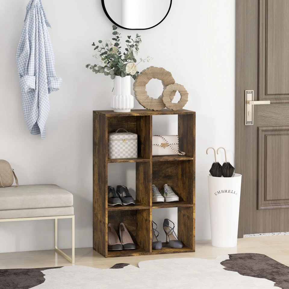 HOMCOM Libreria a Cubi Moderna con 6 Ripiani in Truciolato Marrone - Immagine 3 di 4