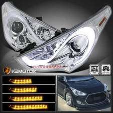 Clear Fits 2012-2017 Hyundai Veloster Projector Headlights LED Sequential Signal