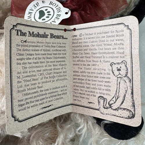 Vintage Boyds Bears Mohair Collection Teddy Bear Jointed Artist Bear W/ Hat Tag - Picture 9 of 10