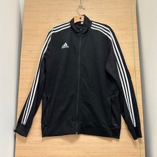 Adidas Mens Climalite Track Jacket Black White 3-Stripes Full Zip Large 6284