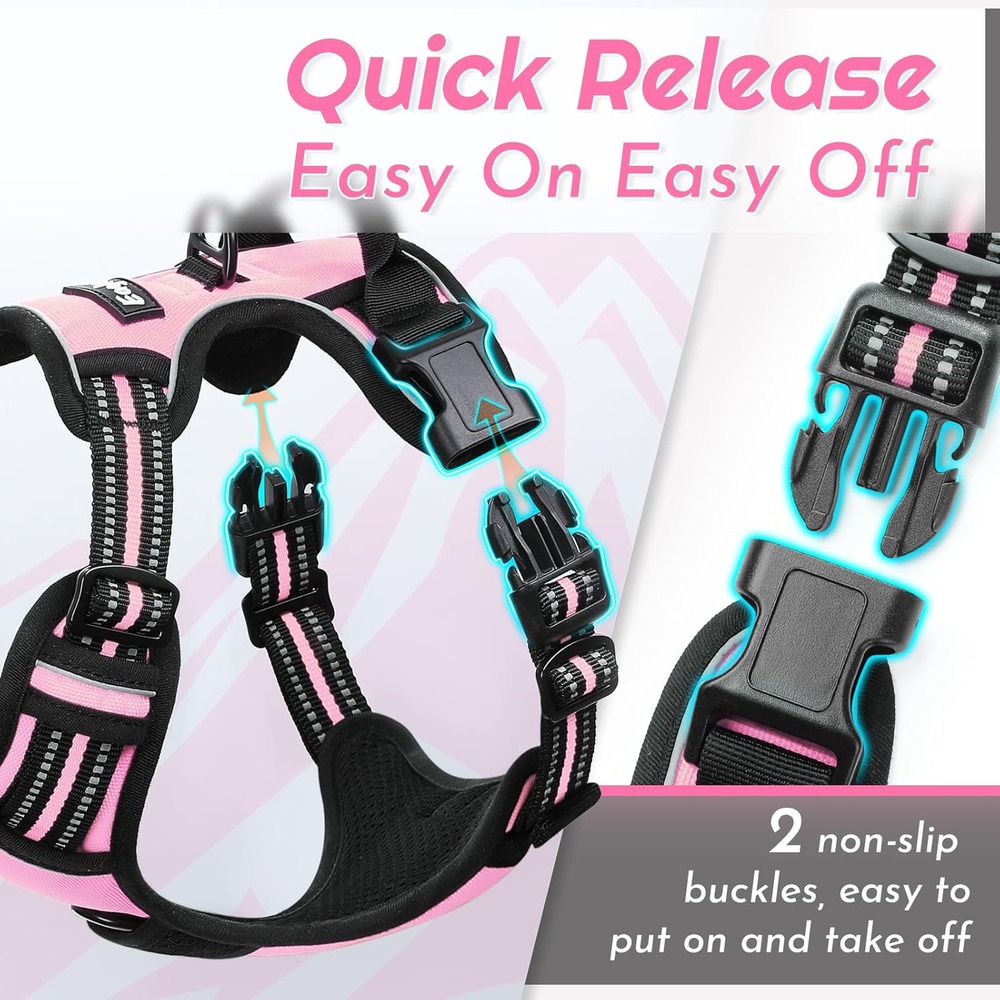 Dog Harness for Large Dogs, No Pull Service Vest with Reflective Strips and Cont