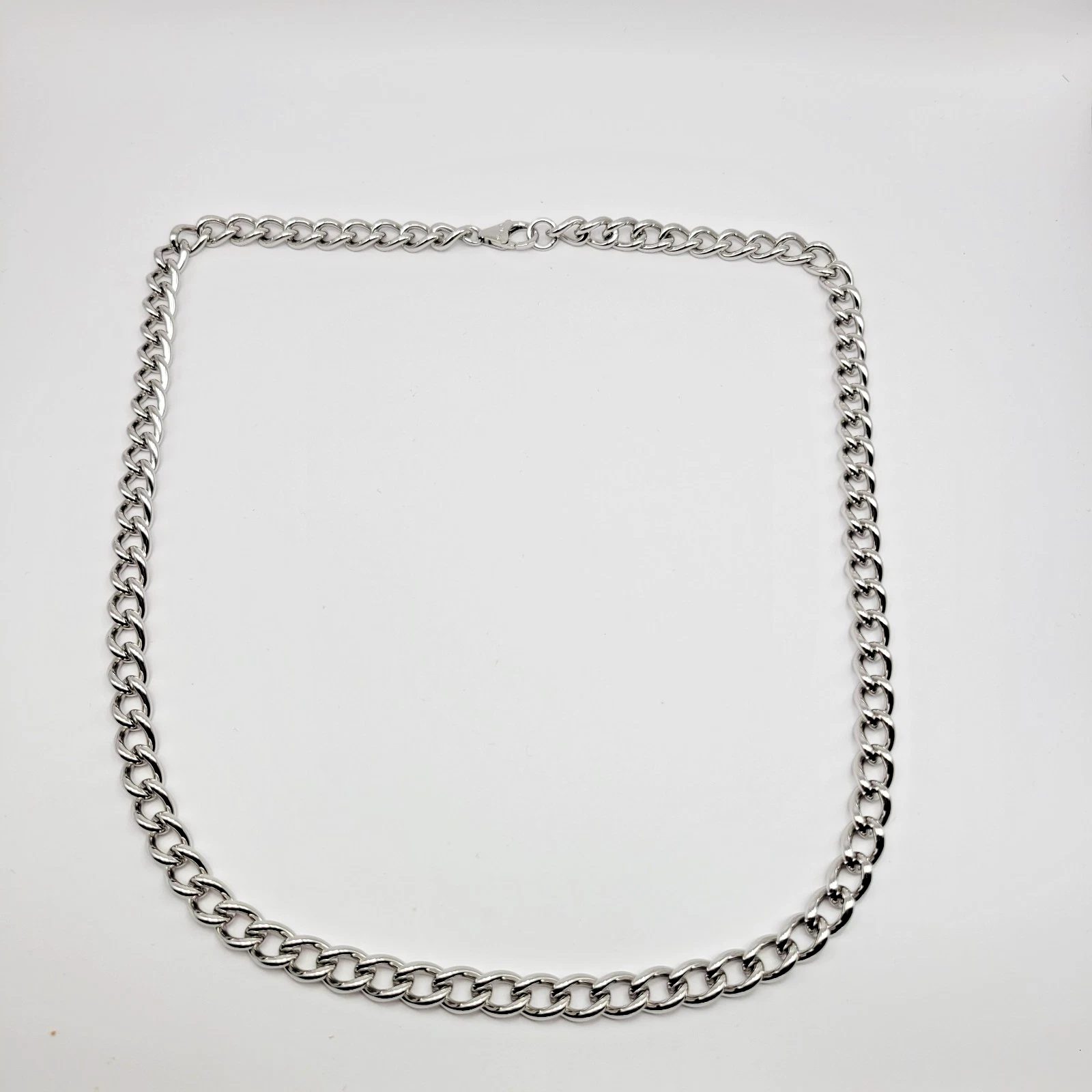 HSN Bellezza Bronze 7.5mm Silver Tone Curb Link Chain Necklace ~ 22" - product detail image 2