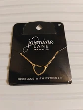 Jasmine Lane Gold Tone Necklace With Heart Pendant 16" Jewelry Free Shipping!
